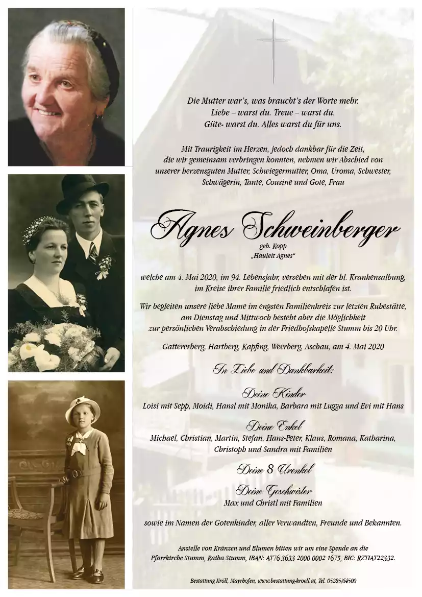 Parte von Agnes Schweinberger
